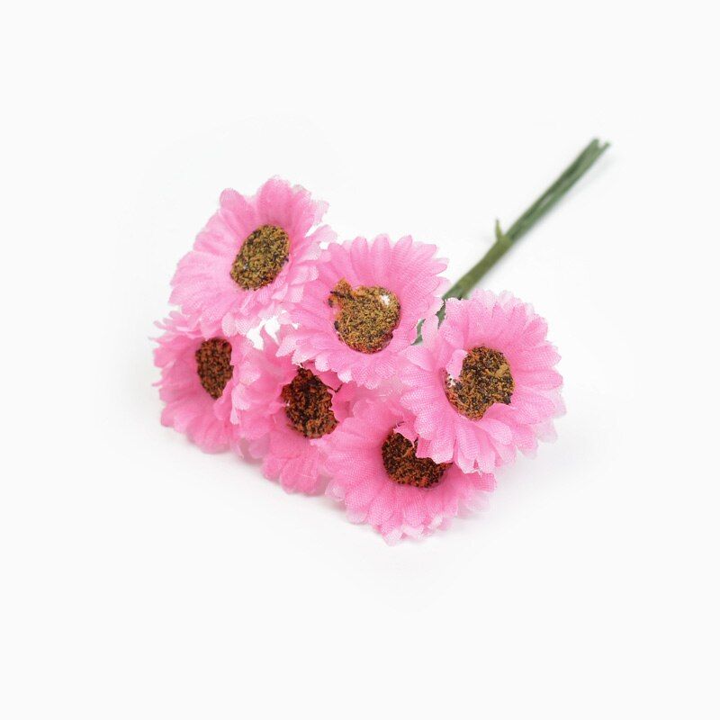 6pcs/lot Artificial Silk Gerbera Flowers Handmade Bouquet Wedding Home Decoration DIY Christmas Party Wreath Silk Fake Flowers