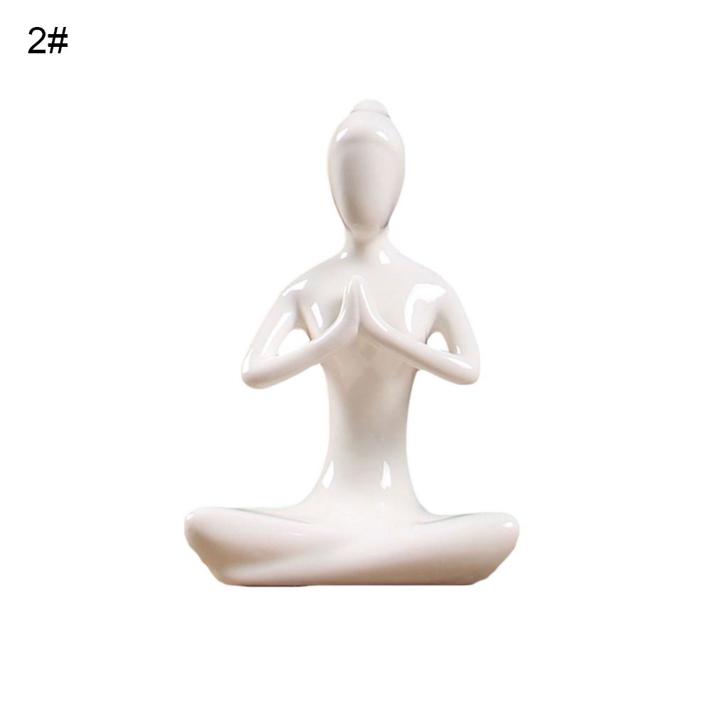 Ceramic Simulation Yoga Girl Model Art Craft Home Cabinet Office Desktop Decor