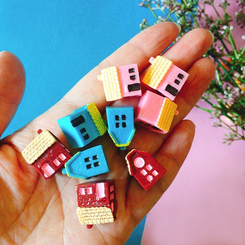New~9 pcs mini house/little /miniatures cottage/shabby /cute/ fairy garden/gnome/moss terrarium home decor/crafts supplies