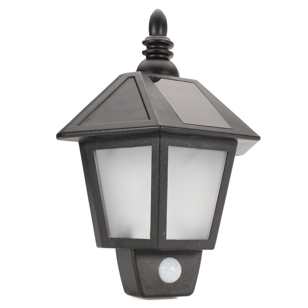 Black Solar Powered Wall Mount LED Lights Lantern Outdoor Waterproof Lights Lamp