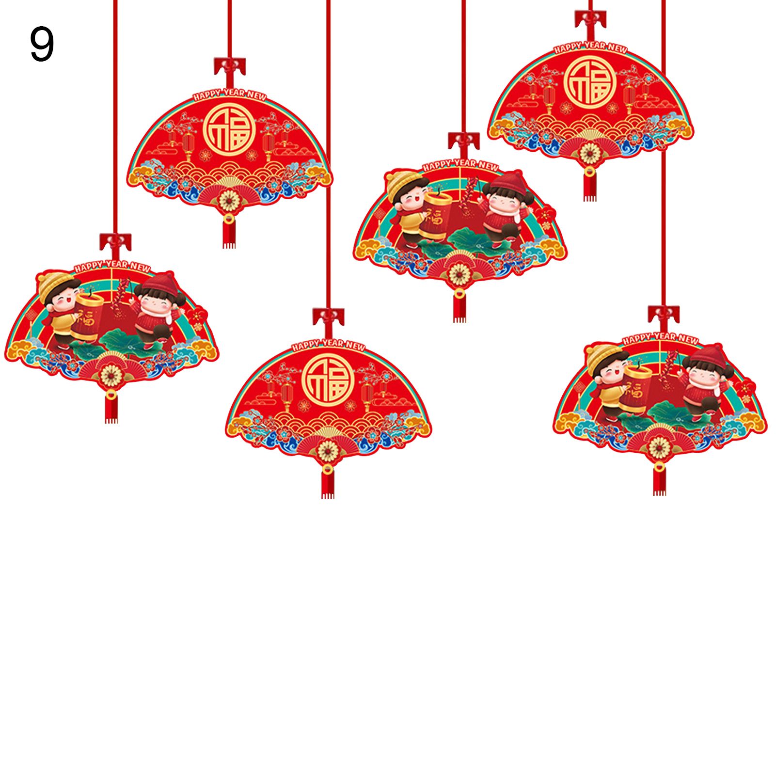 6Pcs/Set Spring Festival Ornament Traditional Chinese New Year Pendant Hanging Decoration Gift for Holiday