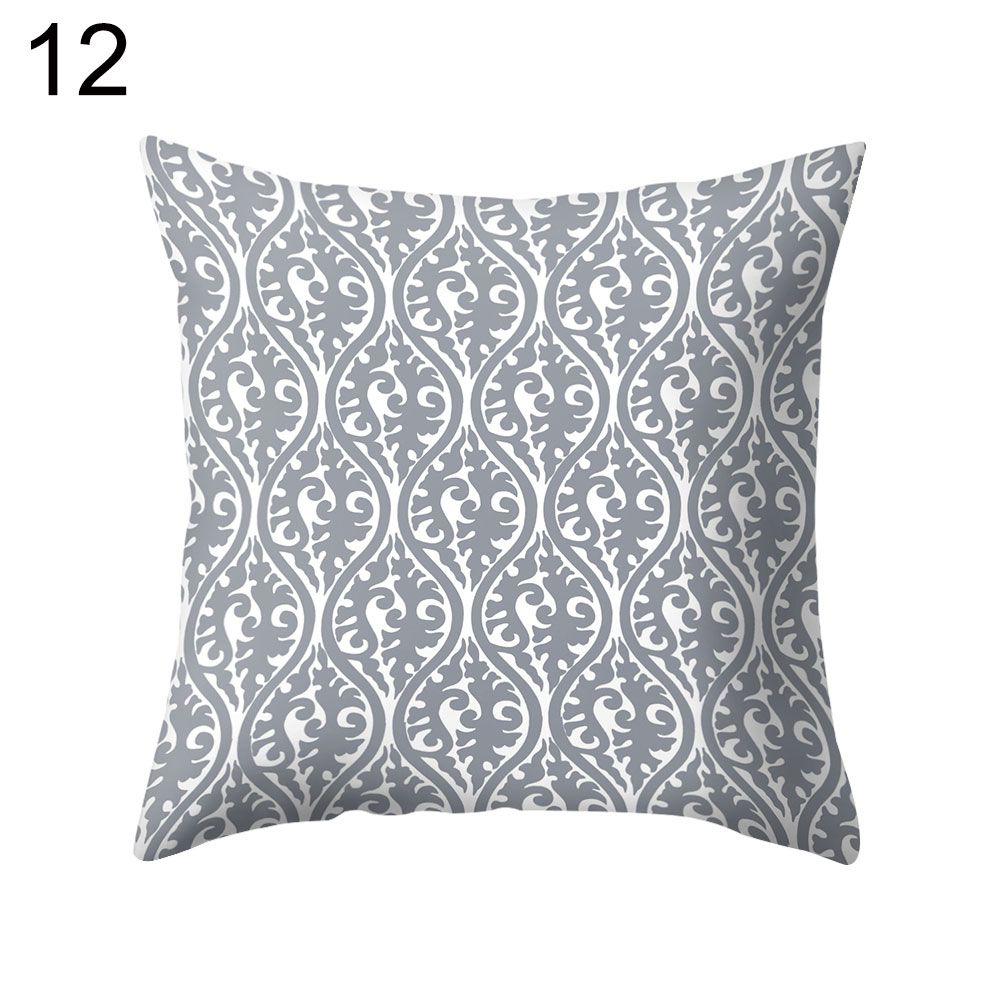 Gray Geometric Square Throw Pillow Protector Case Cushion Cover Bedding Articles
