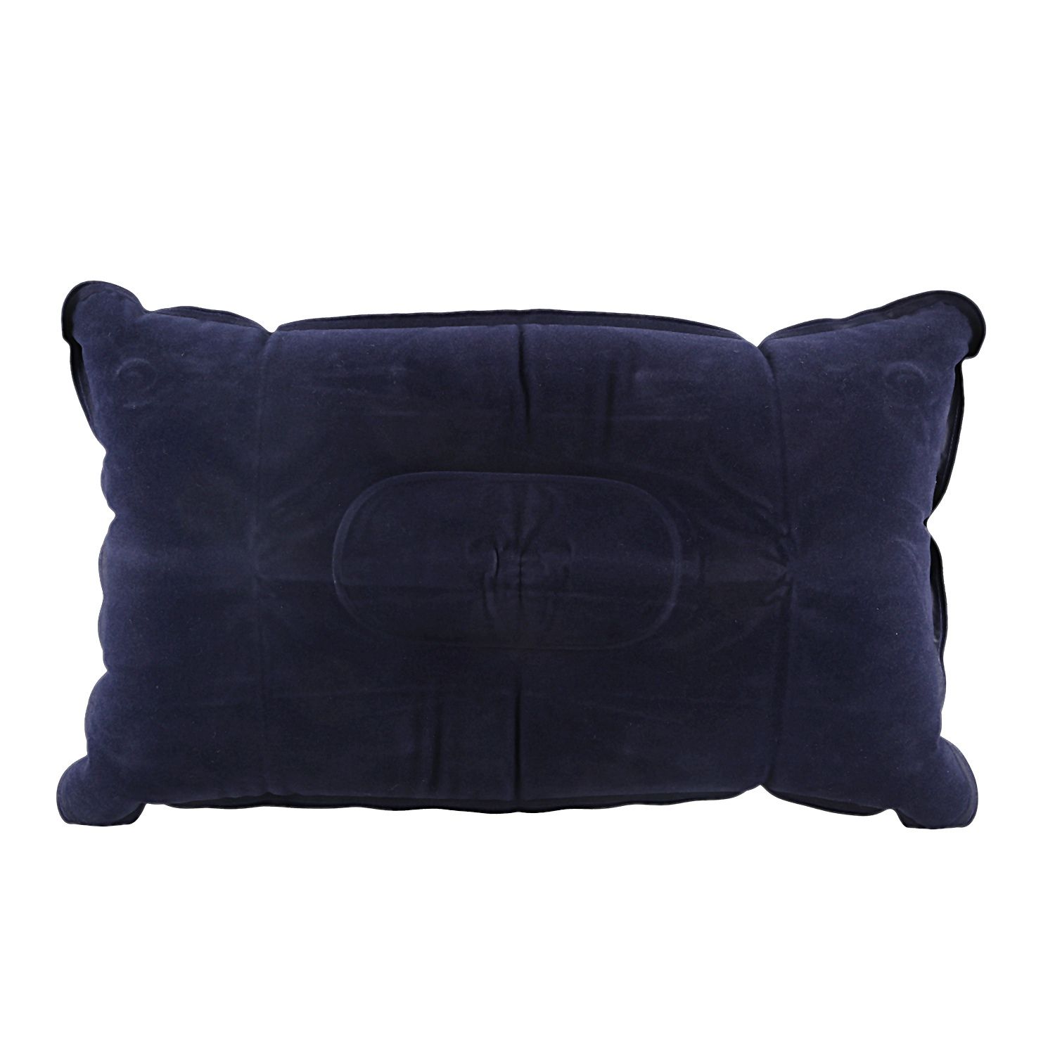 Durable Double-sided Flocking Pillow Inflatable Portable Foldable Pillow for Camping/ Traveling/ Office blue