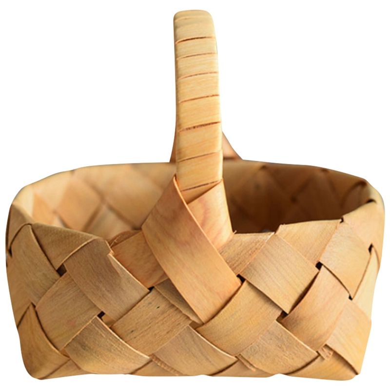 Hand Woven Bread Fruit Storage Basket Wood Chip Woven Storage Box Japanese Food Tray with Portable Home Decoration, S