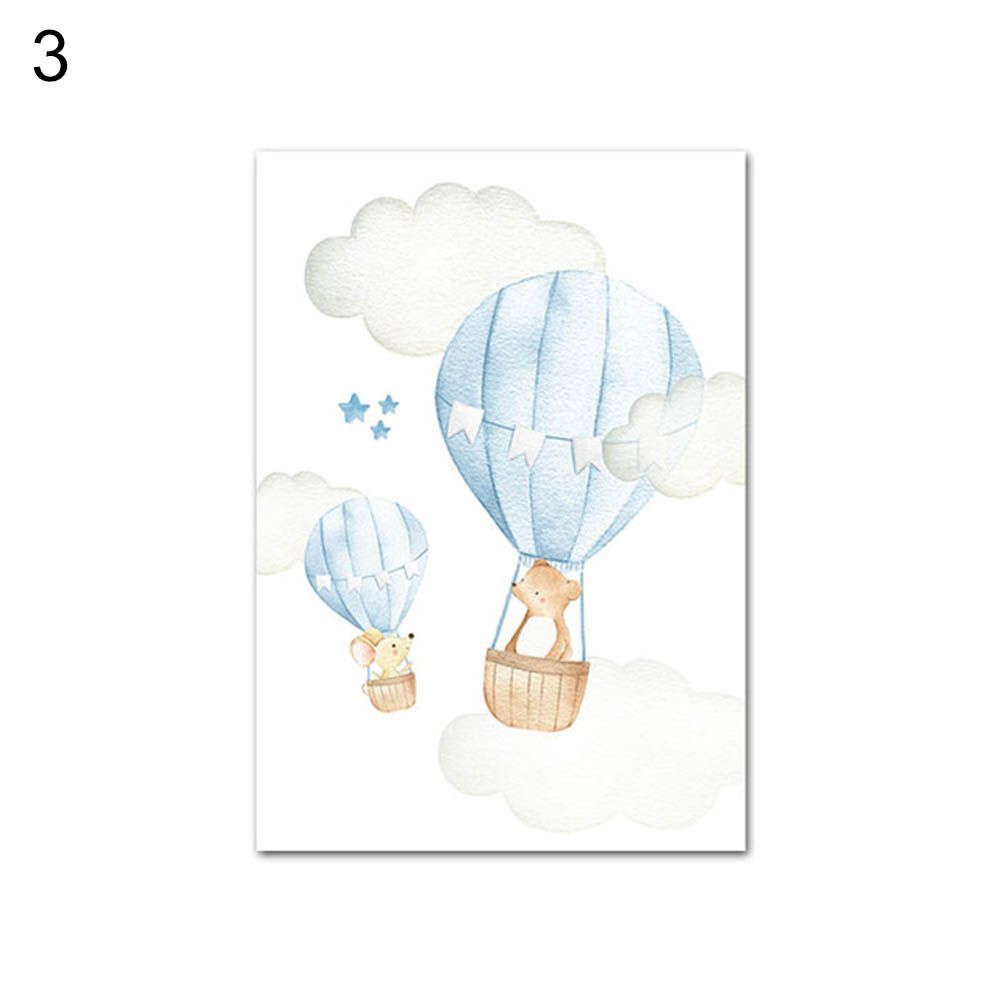 Animal Hot Balloon Art Canvas Poster Painting Kids Room Kindergarten Wall Decor