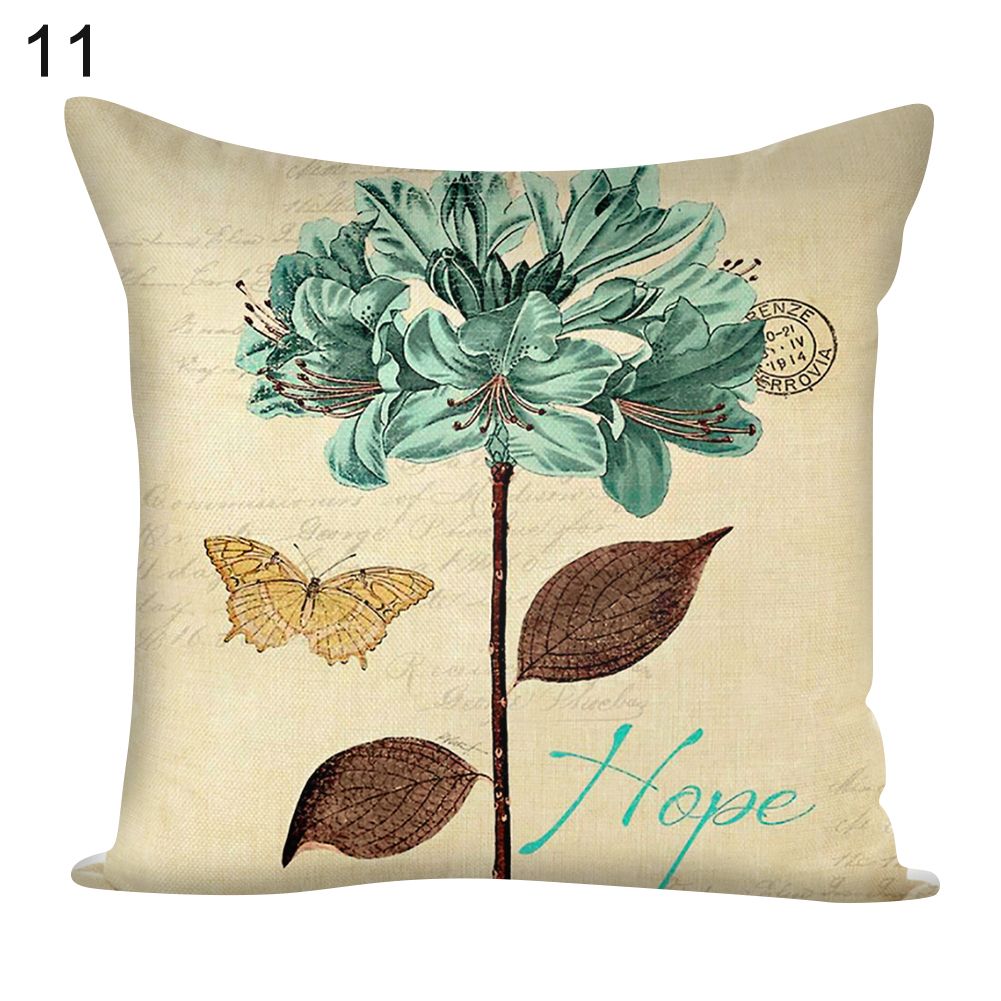 45x45cm Art Flower Linen Throw Pillow Case Cushion Cover Home Car Sofa Decor