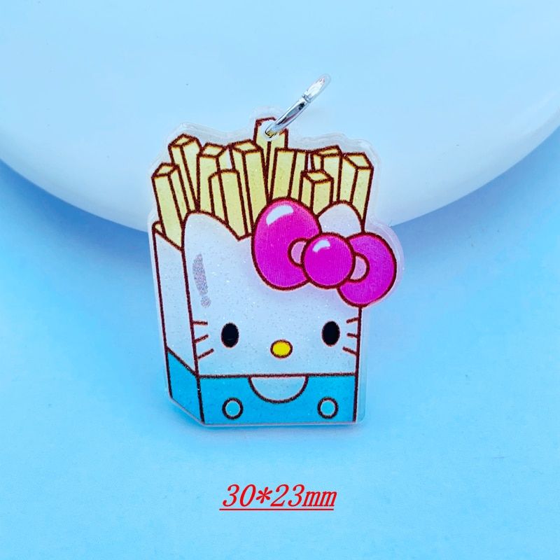 12 New Acrylic Kawaii Princess  Cartoon Pendant Key Chain Pendant Necklace Pendant For DIY Accessories 075