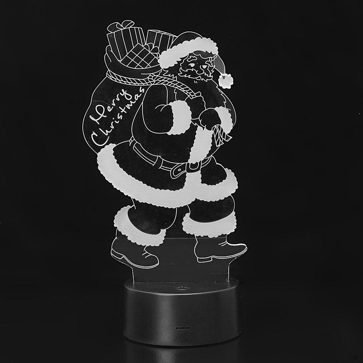 3D LED Santa Claus Acrylic Color Changeable Touch Control Lamp Decoration Gifts