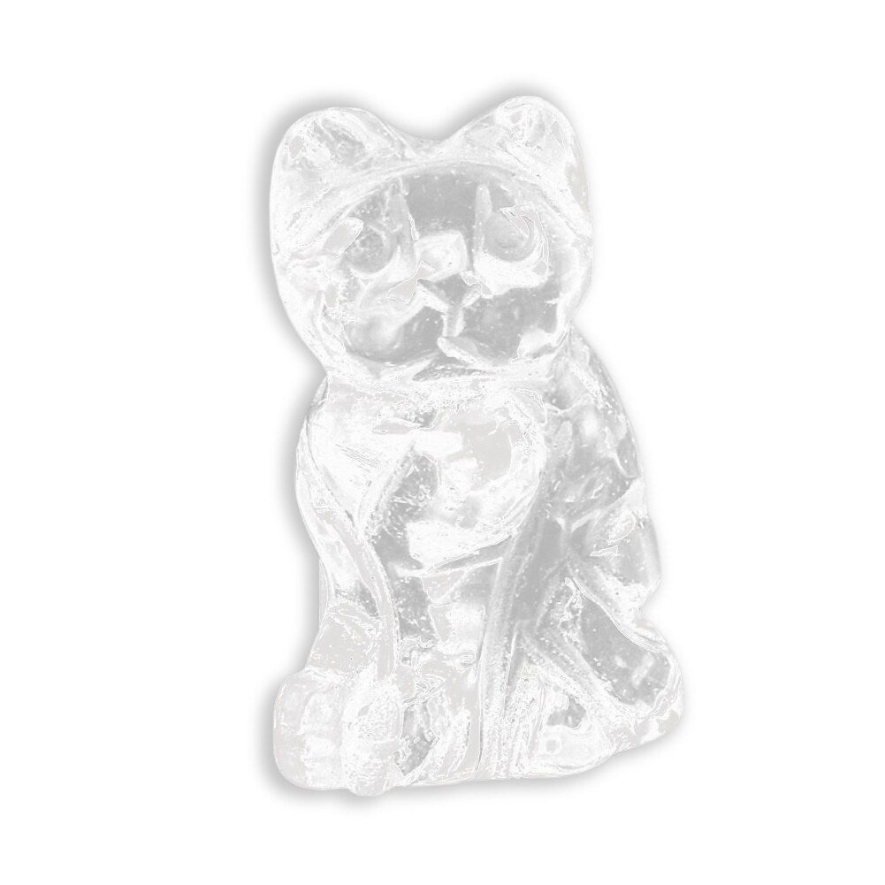 Cute Kitten Natural Fluorspar Crystal Jade Lucky Fortune Cat Home Decoration Pure Hand-Carved Craft Treatment Stones