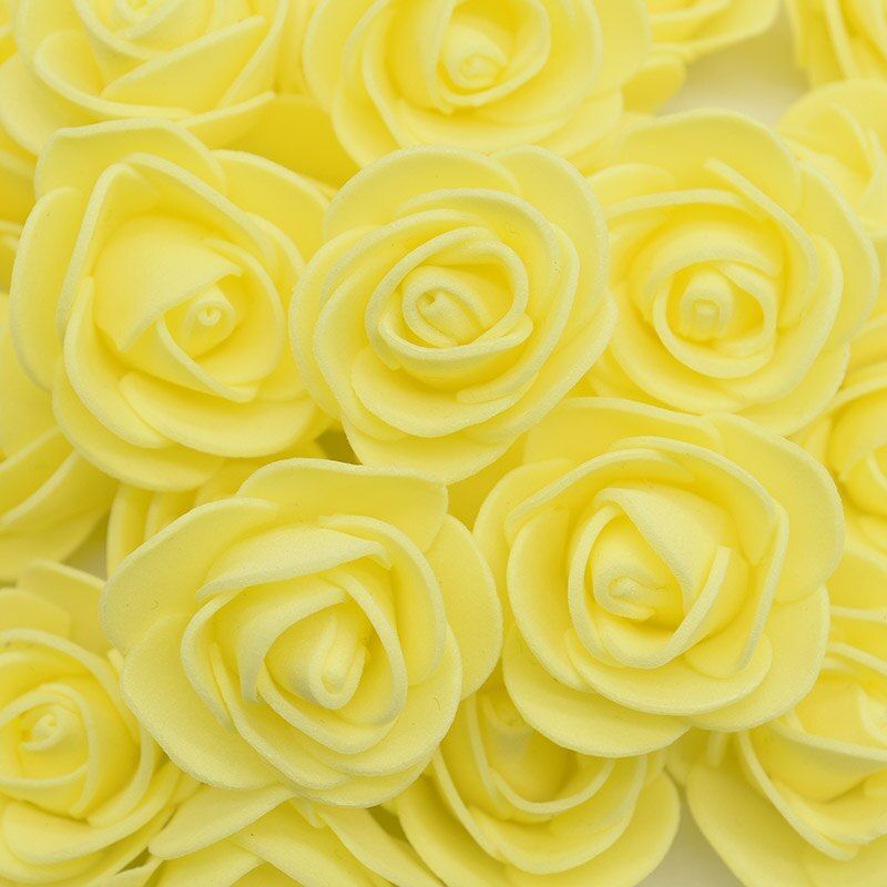 100Pcs 3.5cm PE Foam Rose Heads Artificial Flowers Scrapbooking For Home Garden DIY Foamiran Flowes Wreaths Wedding Decor