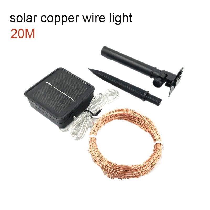 LED Solar Garden Light LED Copper Wire Light LED Fairy Lamp String Lights Holiday Christmas Party Garland Waterproof Patio Light--5M 50LEDS--Warm white