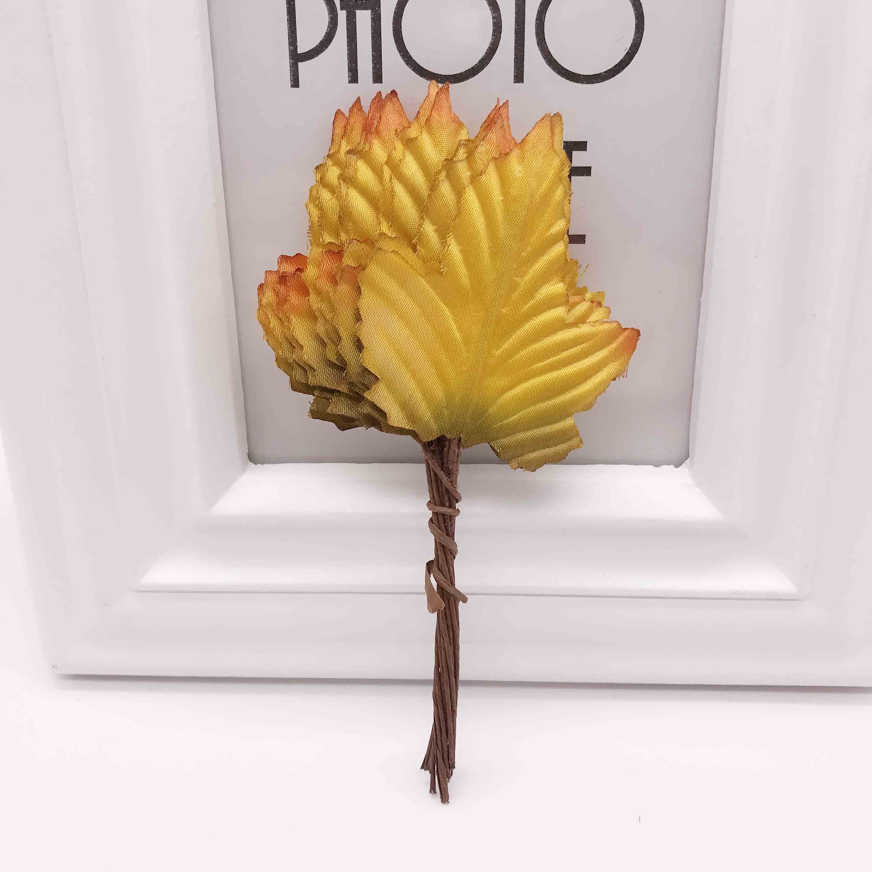 12 pcs Silk Leaf-Shaped Green Leaves Artificial Flower For Wedding Decoration DIY Wreath Gift Scrapbooking Craft Fake Flower