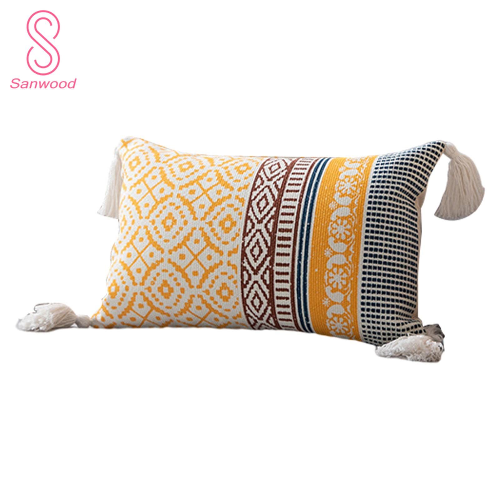 Cushion Cover Anti-fade Bedroom Sofa Comfortable Pillow Case with Tassels