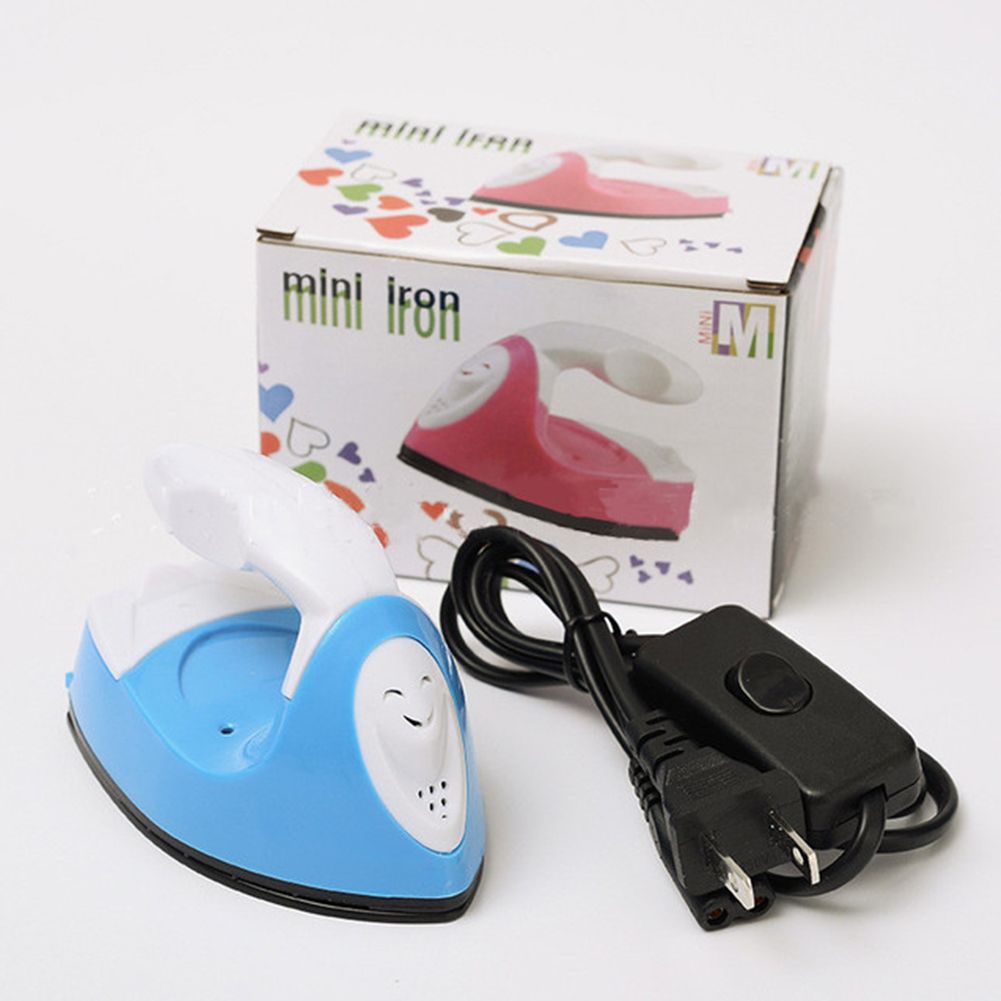 GC Mini  Iron Diy Manual Electric Portable Handy Iron For Children Kids Education Accessories color:Blue specification:US Plug