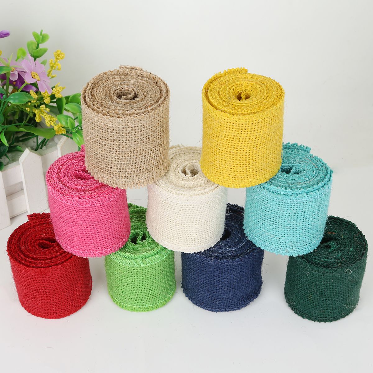 2m/pk Natural Burlap Floral Ornament Rustic Vintage Wedding Centerpiece 6cm Ornament