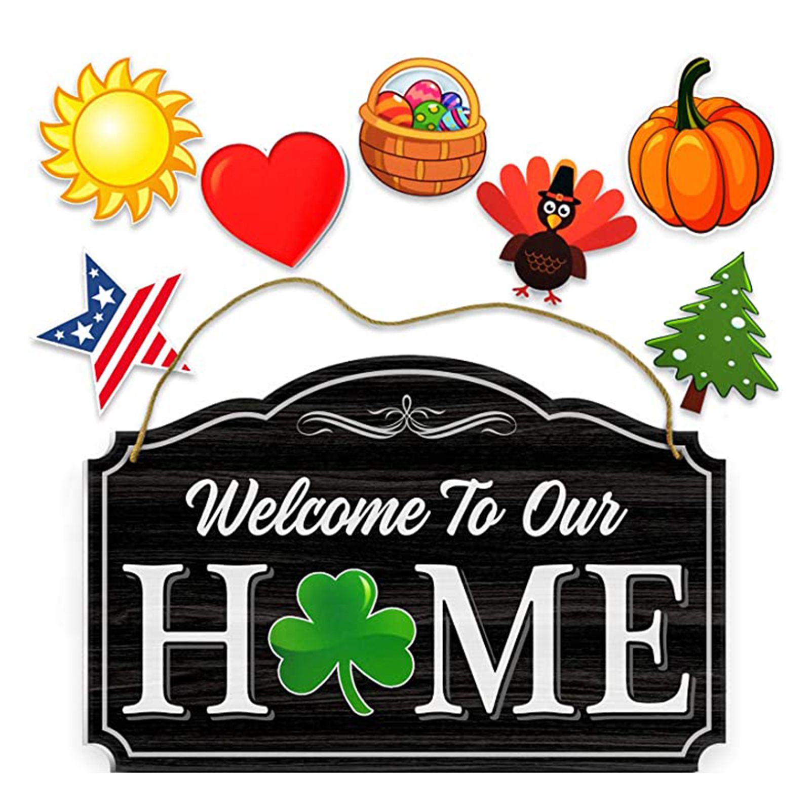 Door Sign Wide Application Interchangeable Pattern Wood Cute Dwarf Pattern Hanger Sign for Home