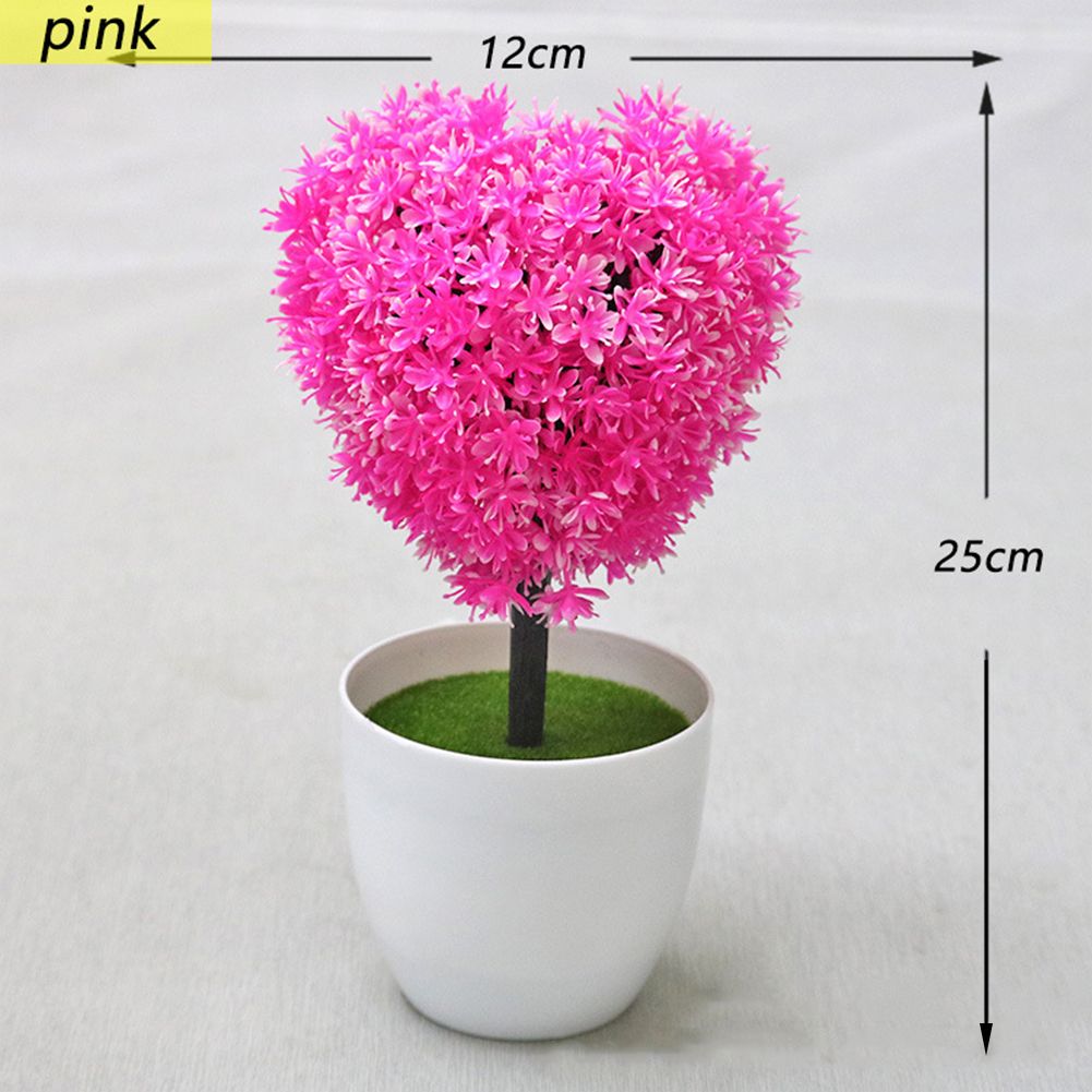GC Peach Heart  Shape Ornaments Artificial Flower Potted Indoor Home Table Decoration color:Orange