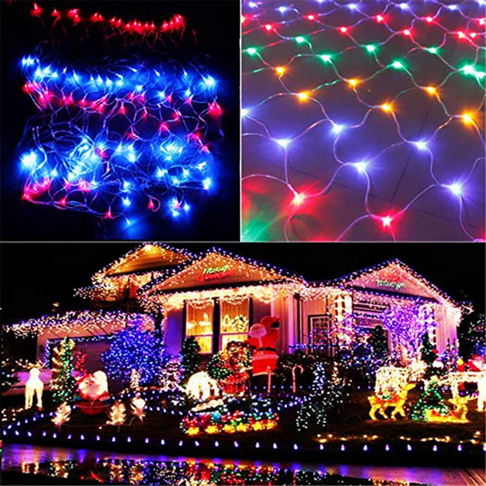 100LED 1.5x1.5M Net Light Colorful Solar String Lamp 8 Modes Outdoor Waterproof Decorative