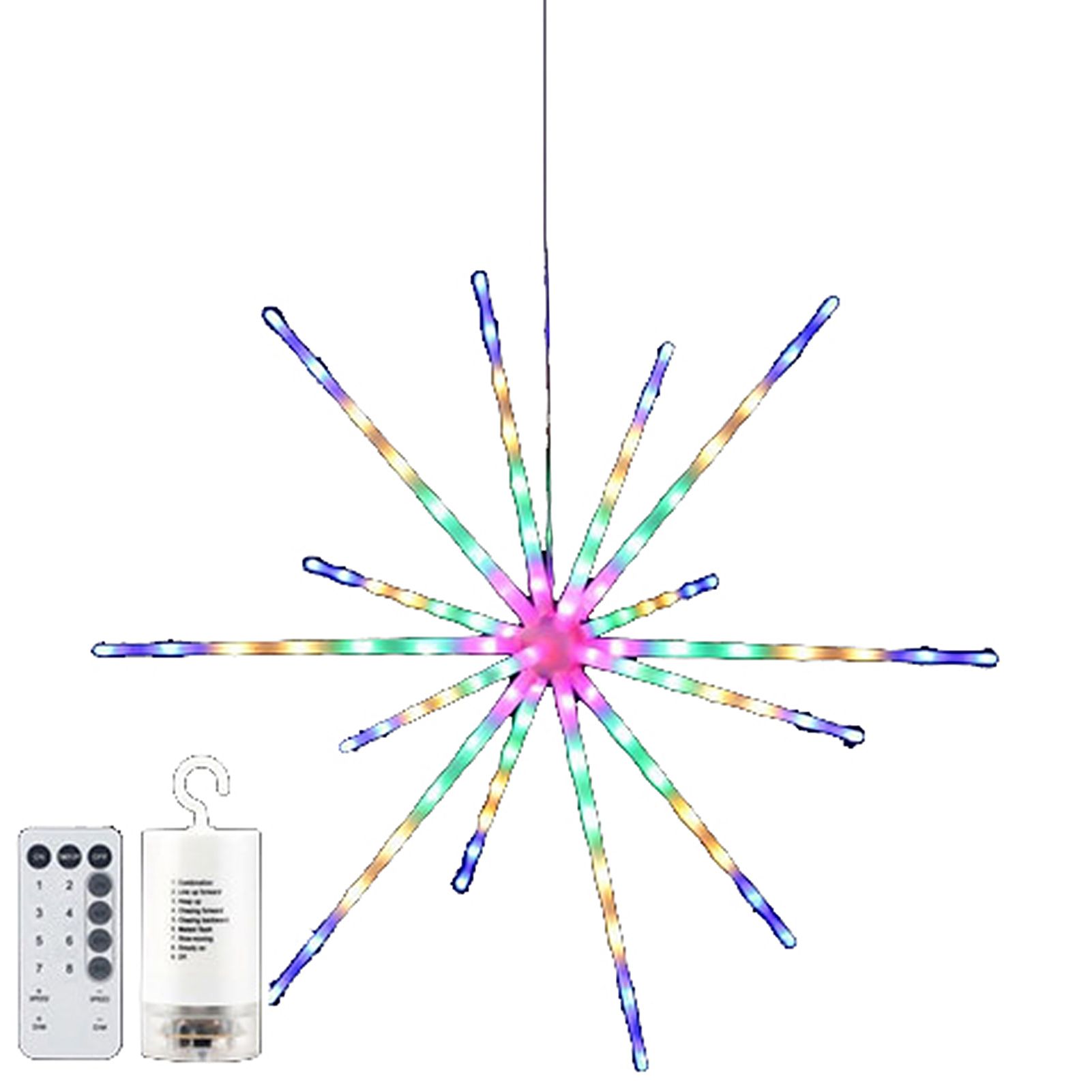 LED Hanging Starburst Lamp DIY Fairy Flowing Turning Lights Christmas Decor