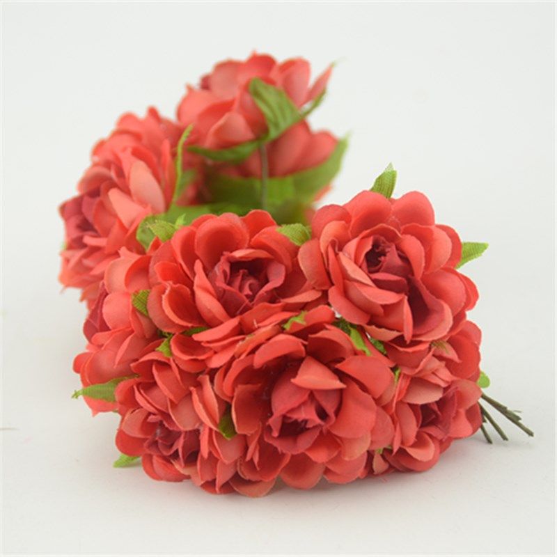 6pcs 3.5cm  Arrival Mini Multicolor Silk Artificial Rose Flowers Bouquet Wedding Decoration For DIY Scrapbooking Flower
