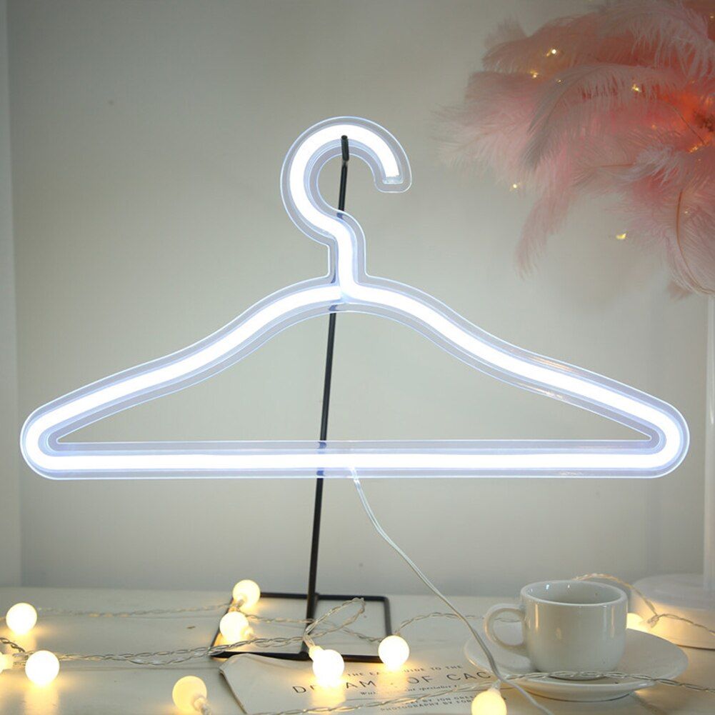 LED Light Wardrobe Night Lights Clothes Hanger LED Neon Lights Colorful Wall Hanging Neon Sign Store Night Lamps