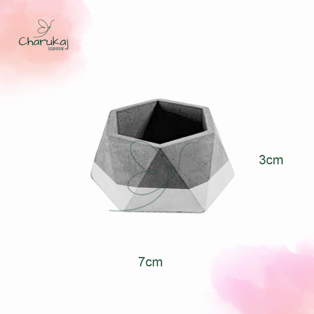 Gorgeous Hexagon Shaped Concrete Pot From Shilpiana / Perfect Use For Tea Lights, Candle Light Holder & Home Decor (7cm / 3cm)