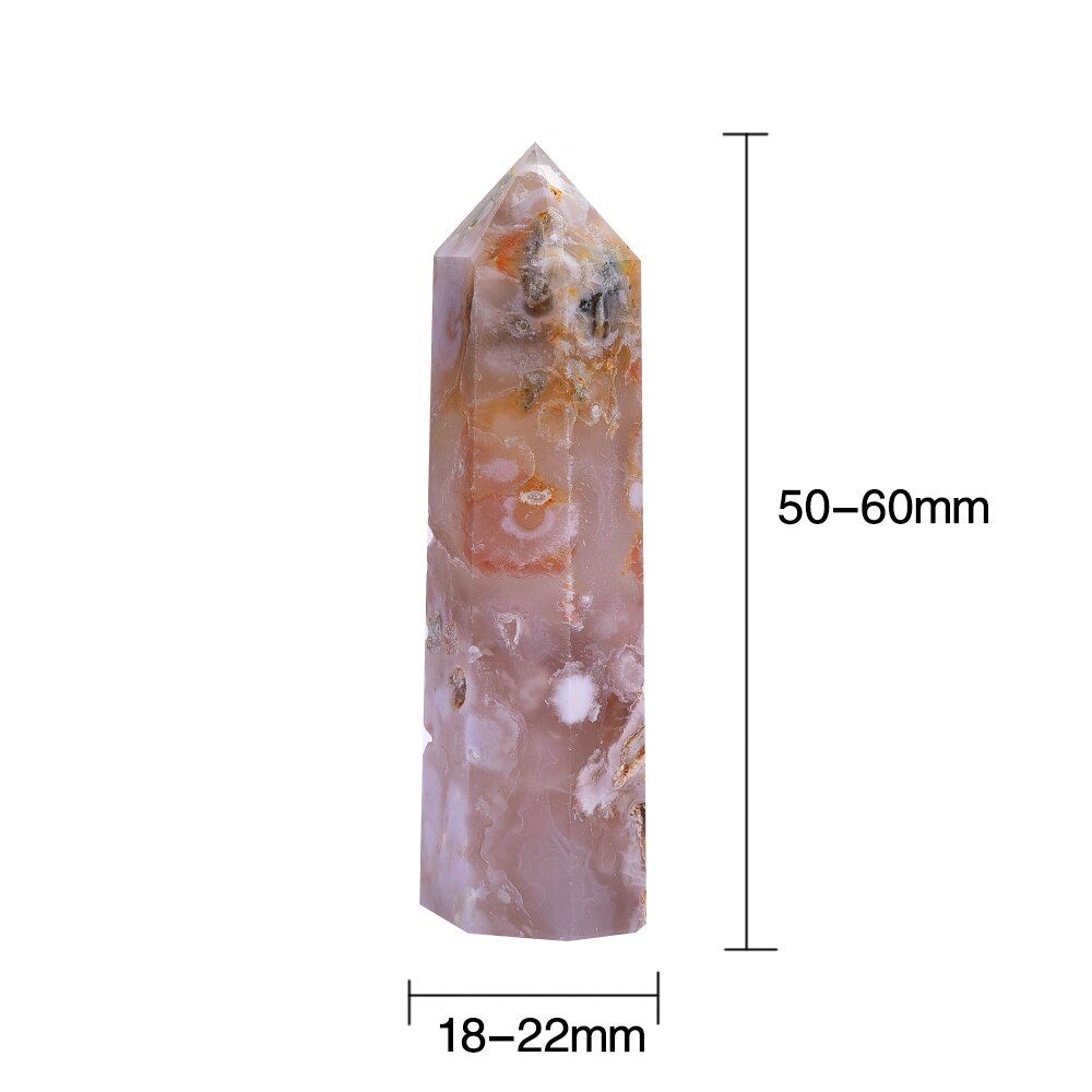 Natural Crystal Point Hexagonal Column Cherry agate Repair Crystal Healing Magic Wand Home Furnishing Study Room Decoration