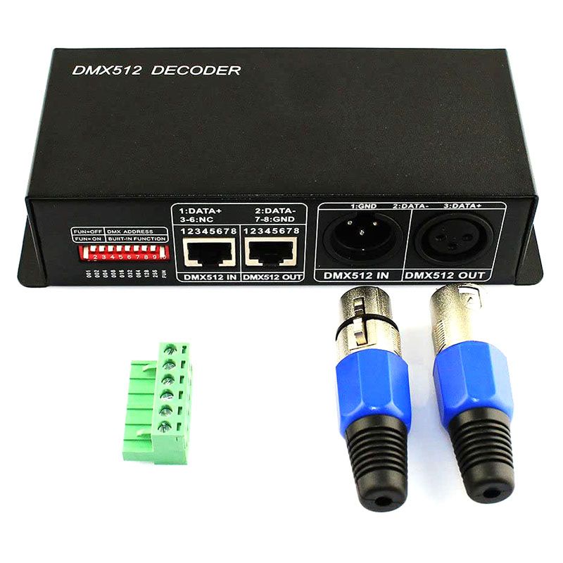 Music Professional Choice DMX512 4A 3 Channel Decoder Controller Dimmer, Suitable for RGB LED Strips DC12V-24V DMX 512