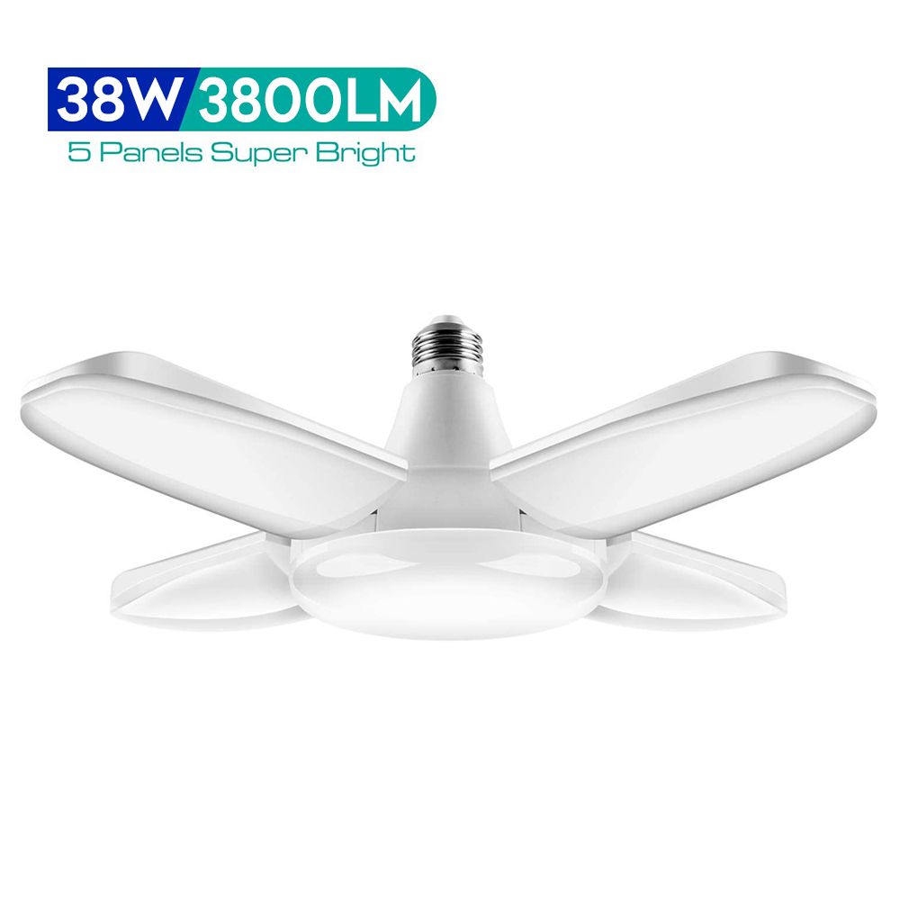 LED Garage Lights 38W Deformable Led Garage Lights, 3800LM Led Garage Ceiling Lights with 4 Ajustable Panels professional design
