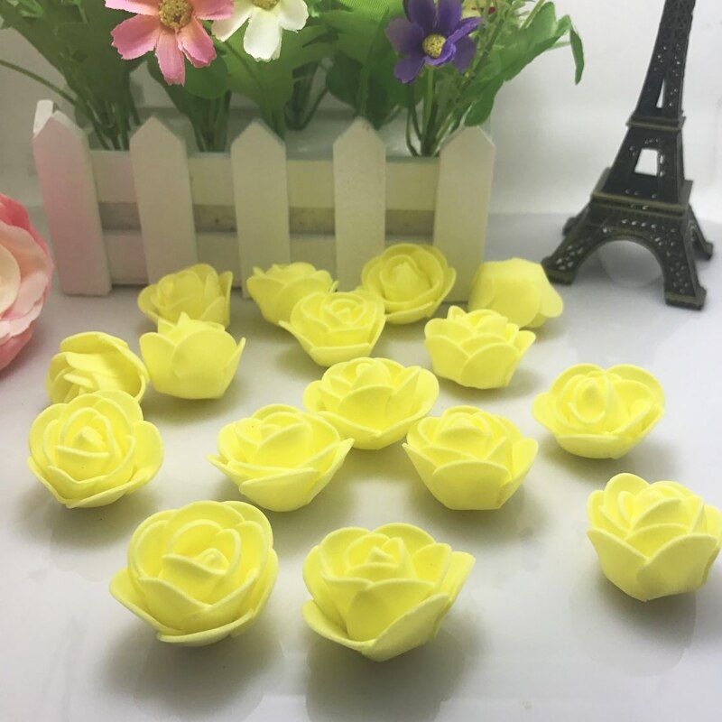 Pretty 30pcs 2.5cm Small Mini Roses Foam Artificial Flowers For Wedding Festive Decoration Handmade Pompom DIY Craft Accessories