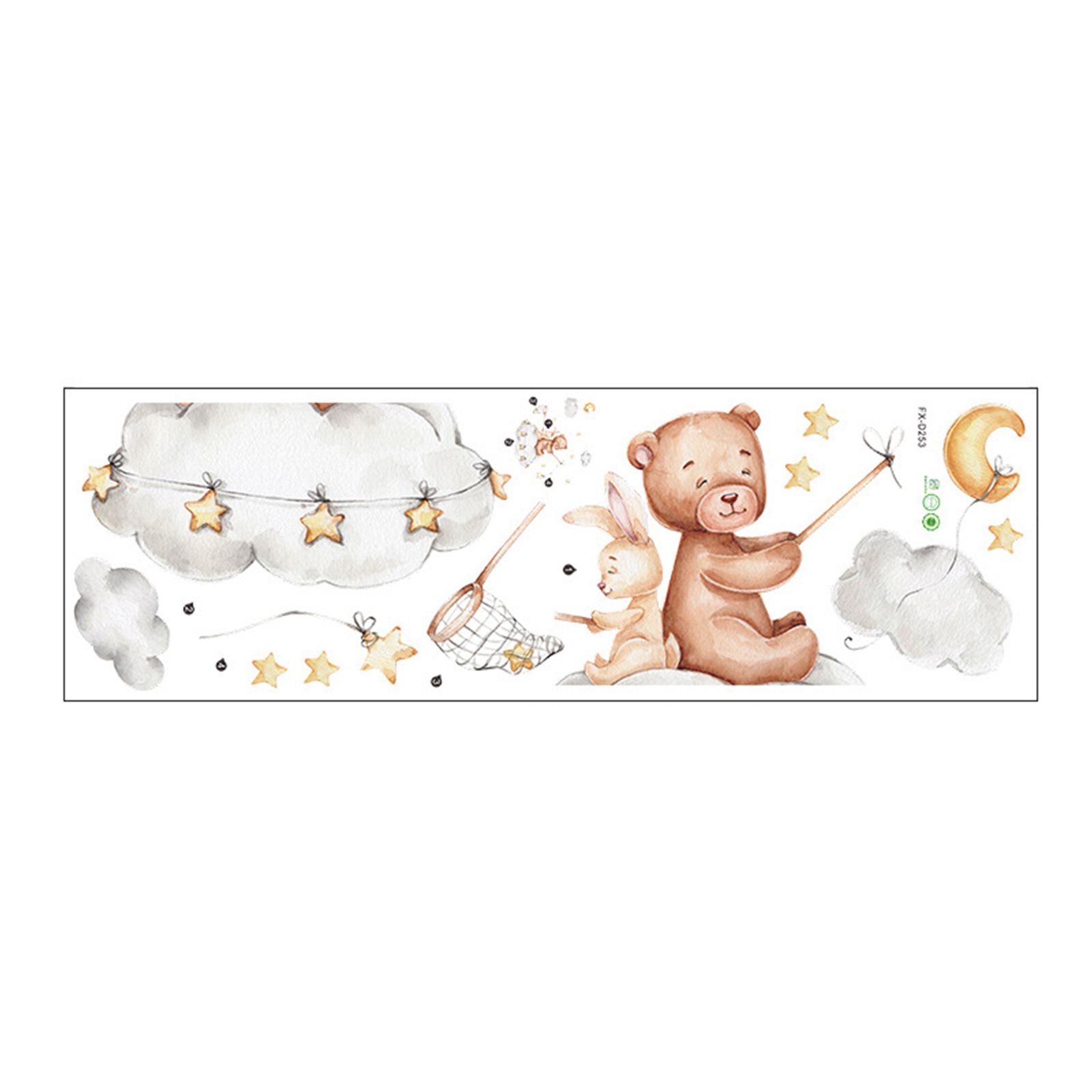 Decorative Sticker Multi-purpose Decorative Bear Rabbit Pattern Easy Peel Wall Sticker