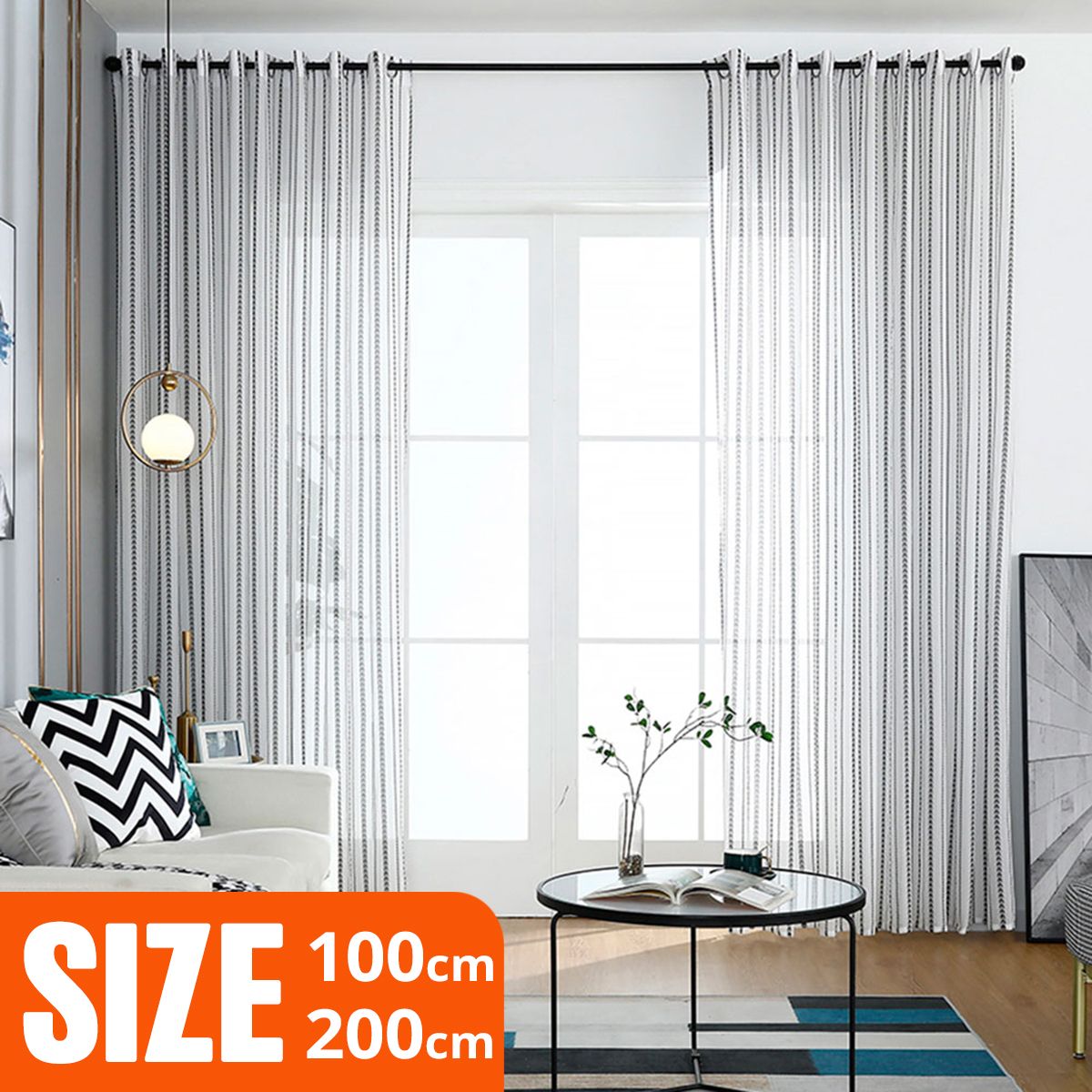 Heart Stripe Polyester Tulle Curtain Window Living Room Bedroom Drape Home Decor