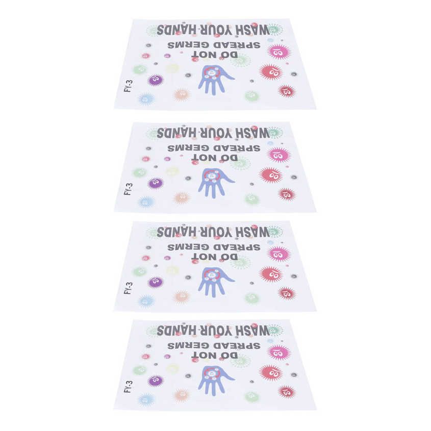 4Pcs English Wall Warning Sticker Handwashing Window Background Decal