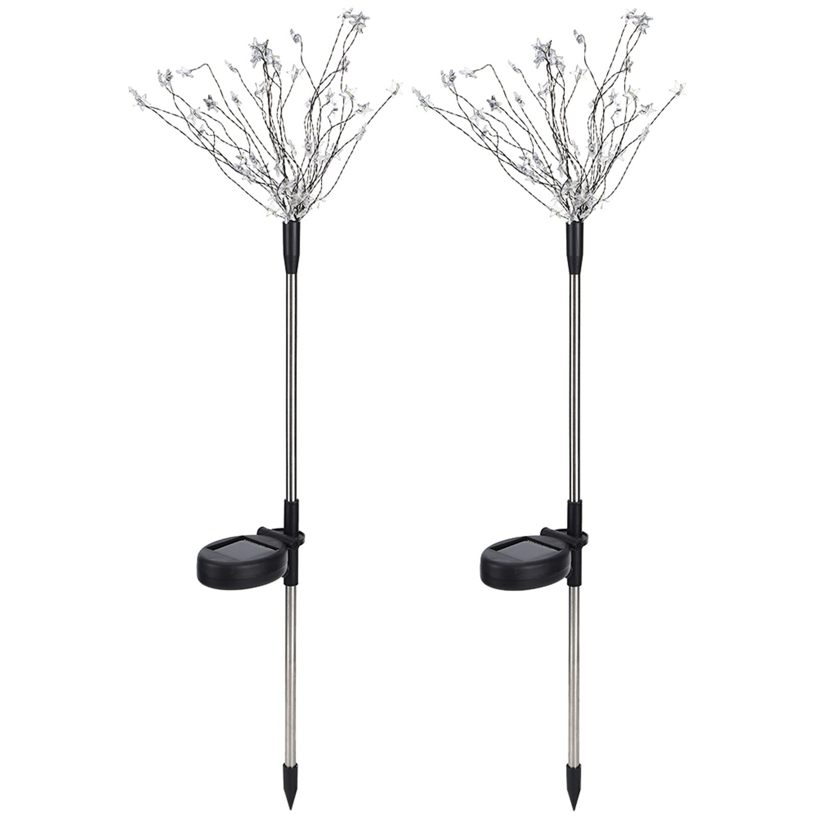 Solar Garden Light 2 Pcs Decorative Lawn Lights Sparkling Star Flower Lamp for Outdoor LED Waterproof Color Changing