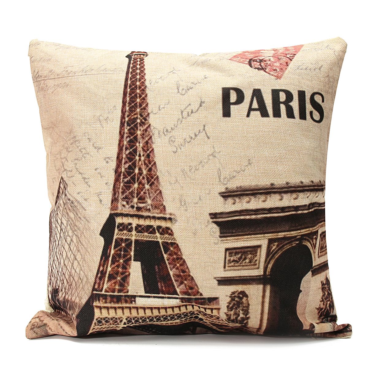 Vintage France Paris Eiffel Tower Home Decorative Pillow Case Cushion Cover 18" -