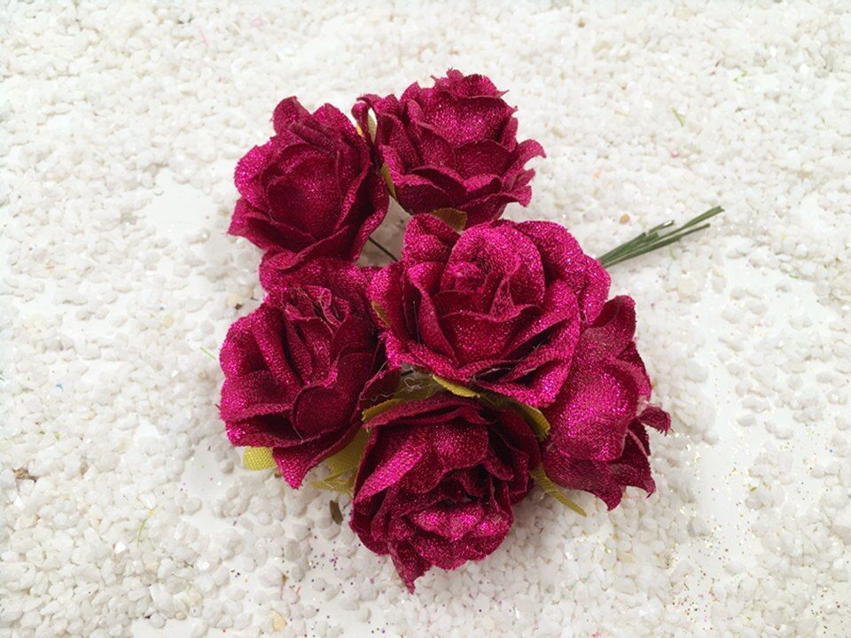 HINDJEF 6 PCS/artificial silk blue demon ji wedding bouquets of roses flower decoration DIY wreath gift boxes collage simulation