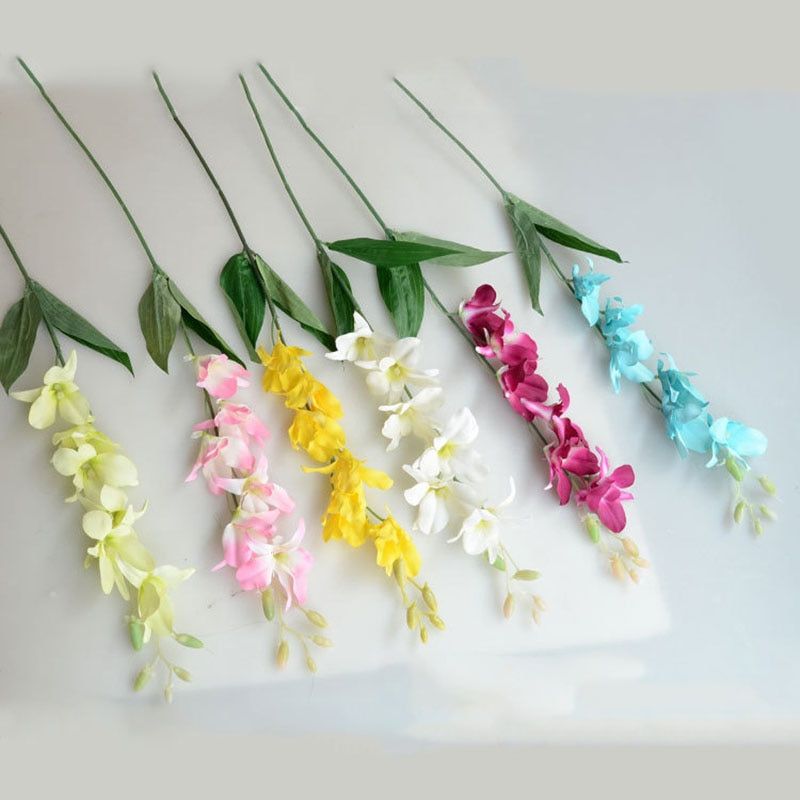 Cheap 1PCS orchid artificial flower DIY butterfly orchid cloth fake bouquet party wedding artificial home decoration flower