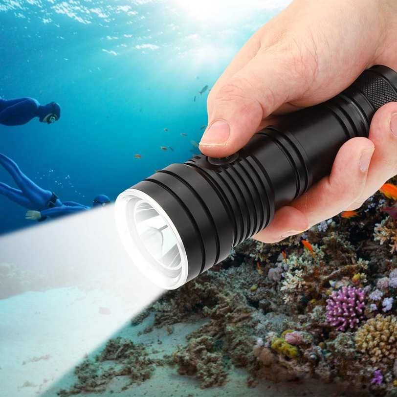 Powerful Flashlight Outdoor Underwater Diving Aluminum Alloy LED Electric Torch for Lighting