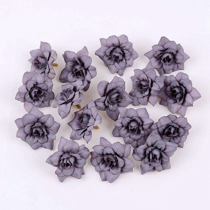 10Pcs Artificial Flower 4.5cm Silk Rose Flowers For Home Festival Wedding Decoration Garland Scrapbook Craft Flower Diy Supplies