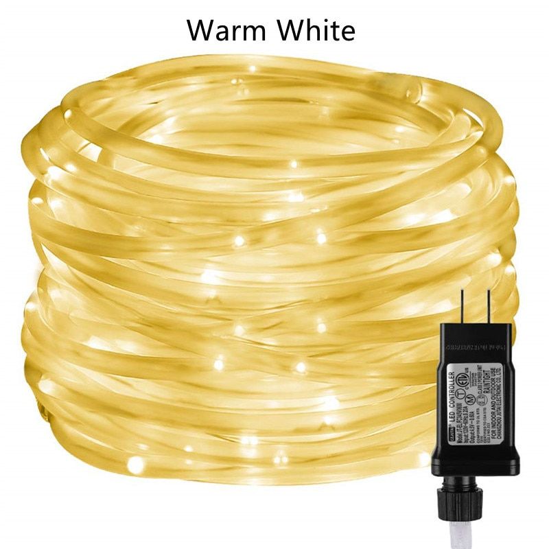Festoon Led Light Christmas Decoration For Home Outdoor Tube Rope String Lights 8 Modes For New Year Wedding Party Garden Decor--Warm White--30M 300LEDs