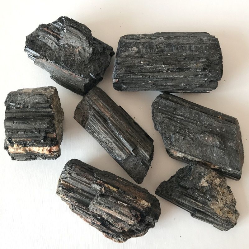 100g natural black tourmaline rough tourmaline rough stone unpolished unpolished wool ornaments Feng Shui energy