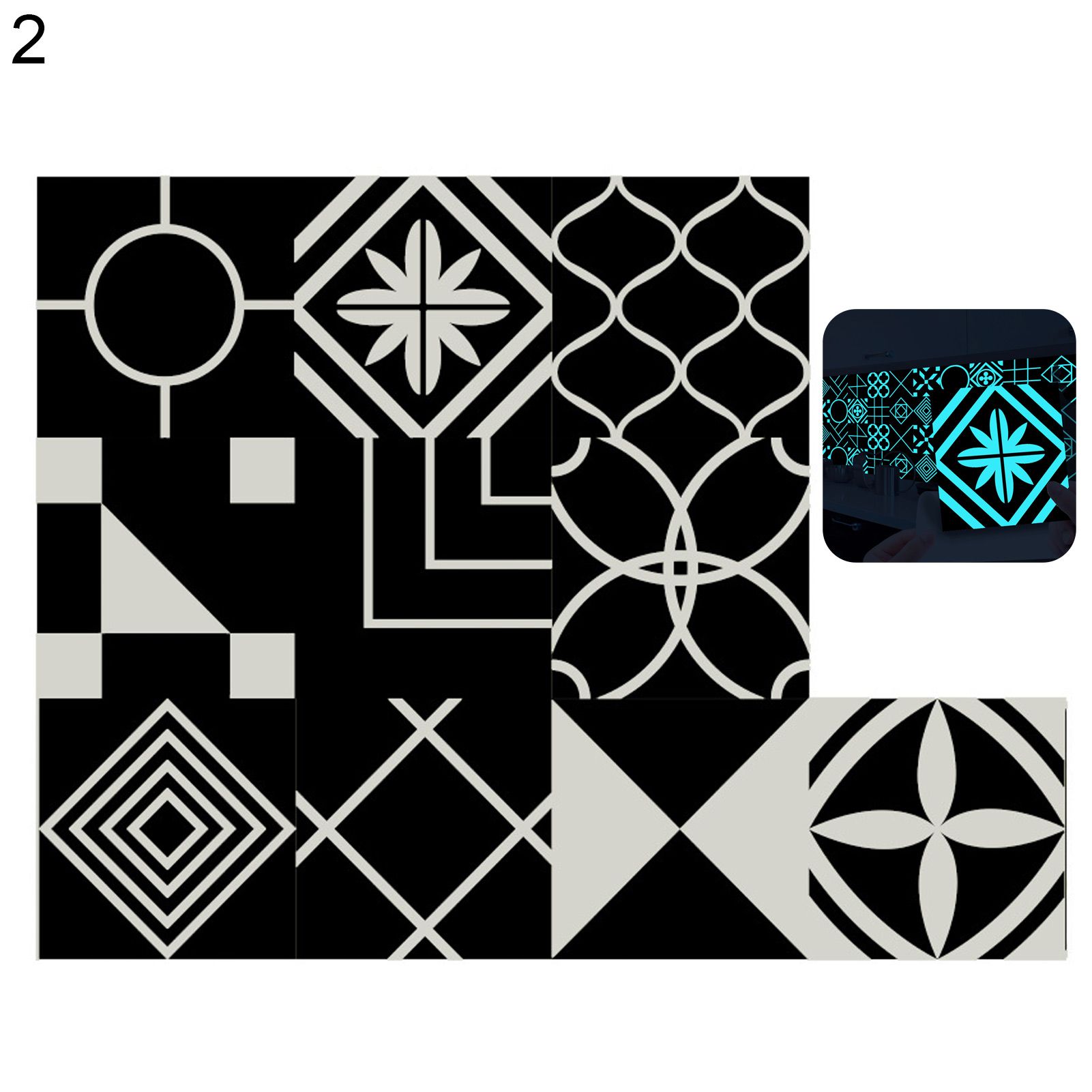 1 Set Luminous Wall Sticker Anti-fouling PVC Easy to Clean Backsplash Sticker for Restaurant