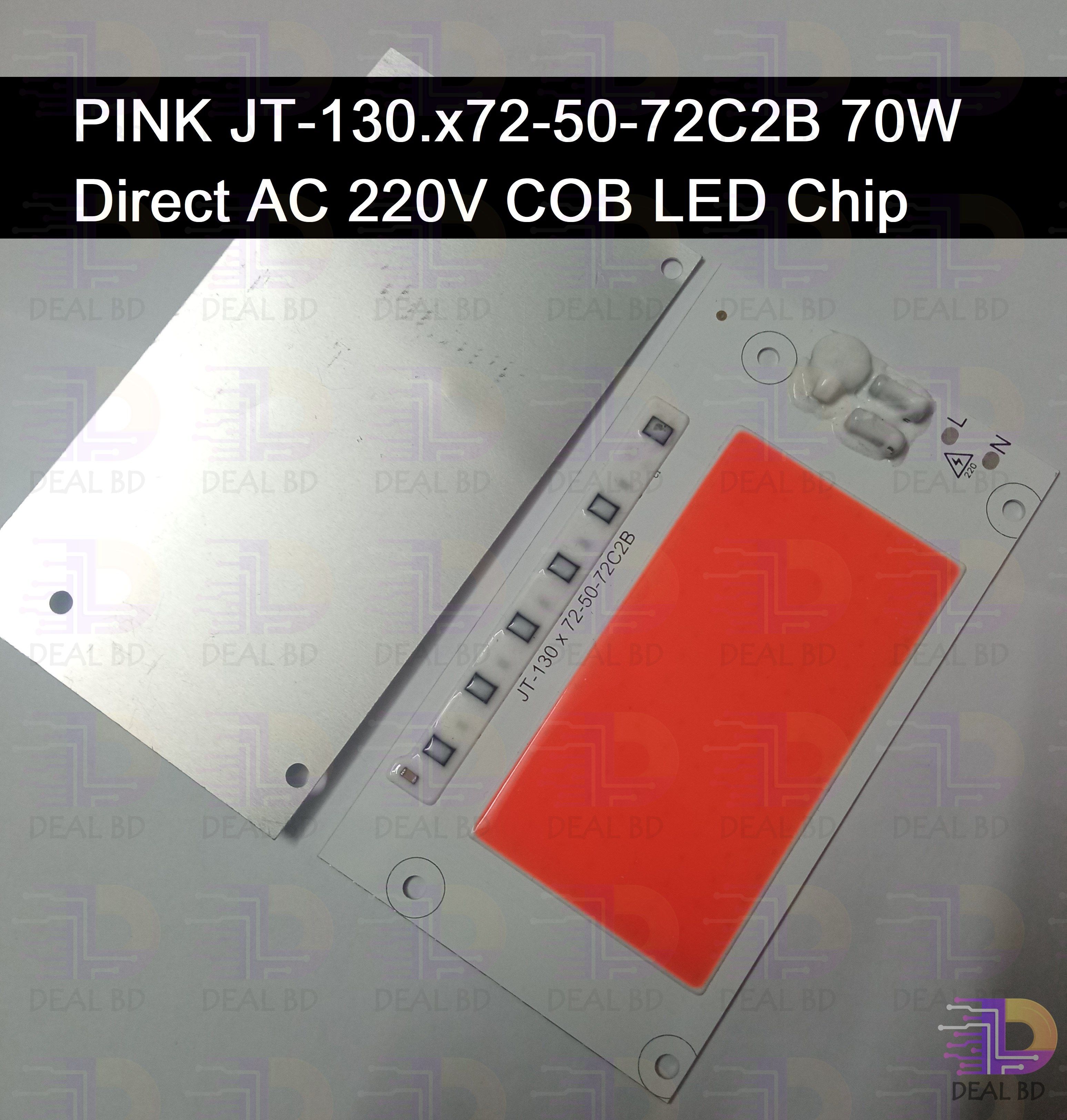 PINK Color JT-130.×72-50-72C2B 70W Supper Bright Pink 70W Direct AC 220V 130x72mm COB LED Chip 70Watt Pink Color Light Directly Connect AC 220V For DIY Flood Light