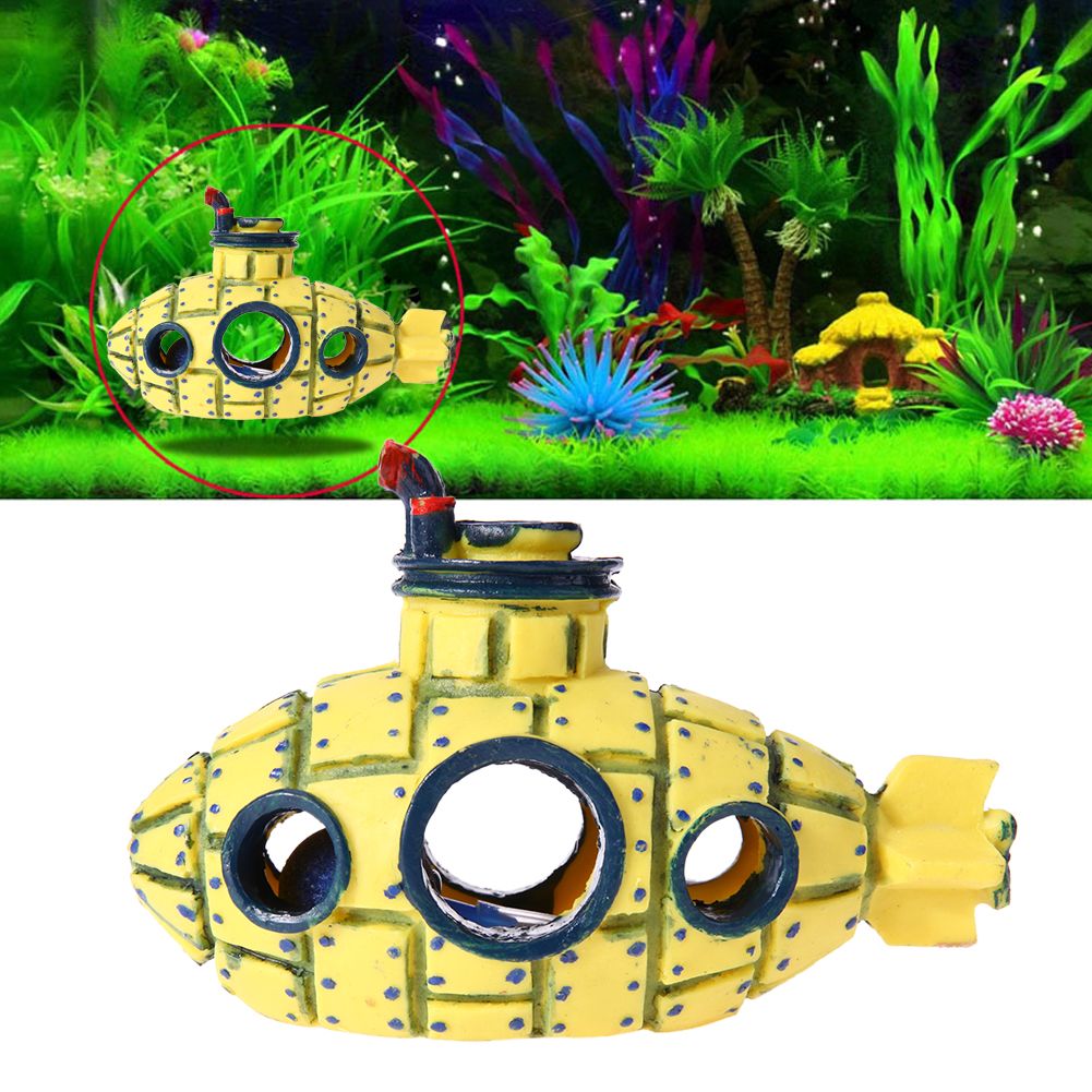 Yfashion ulate Yellow Bubble  Wreckage Decor Fish Shrimp Shelter Cave for Fish Bowl