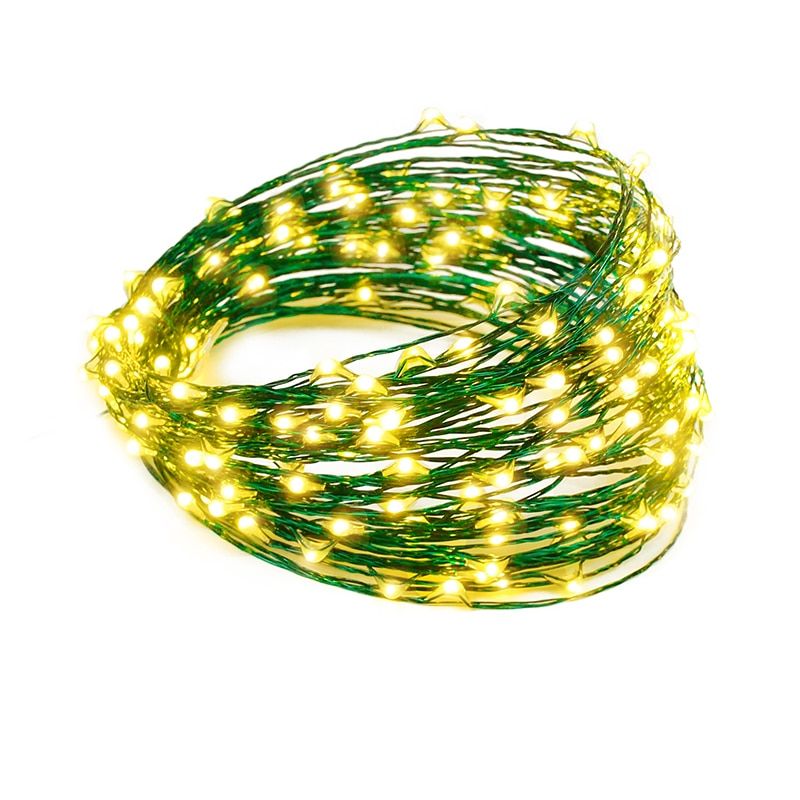 Copper Wire LED Street Garland Light  30m 50m 100m LED Outdoor Christmas Fairy Lights Decoration Christmas Starry Light +Adapter--Copper Warm white--50M No Controller