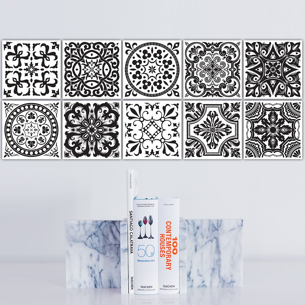 Funlife Black And White Retro European Bathroom Tile Plaster Anti-Oil Plaster Bathroom Wall Plaster