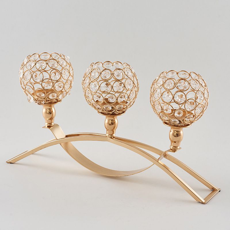 Gold Crystal Candle Holders 3 Holders Iron Candelabra Holder Coffee Table Decorative Centerpieces for Living Room Dinning Decoration Christmas Festival Birthday Gifts