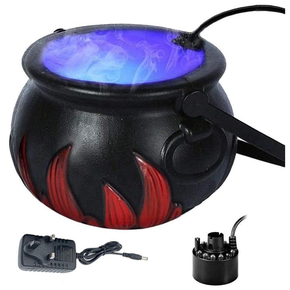 Halloween Witch Cauldron Fog Maker, Halloween Party Mist Maker Fogger Water Fountain Pond Fog Machine UK Plug