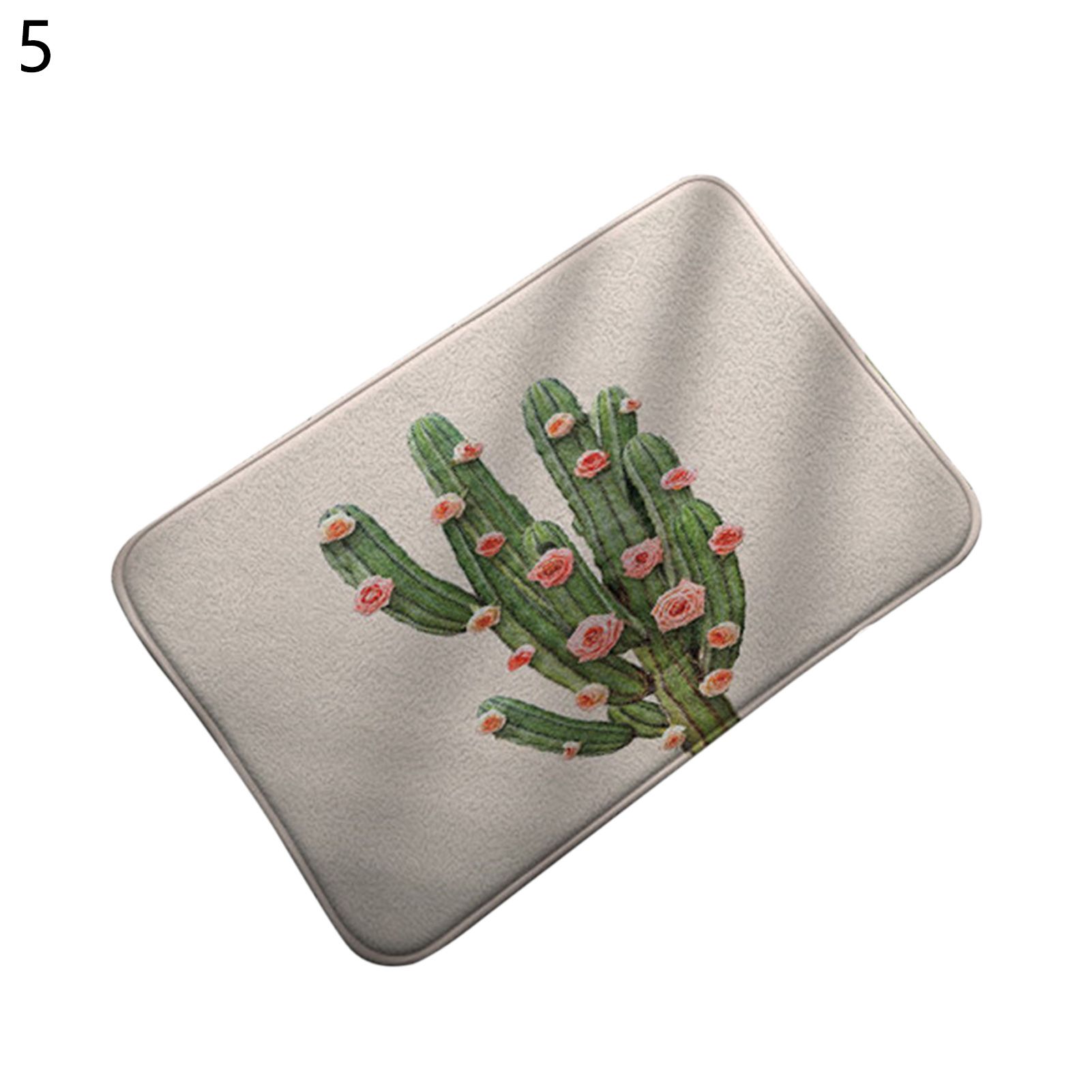 Area Rug Anti-slip Absorbent Flannel Cactus Printed Front Door Mat Home Supplies
