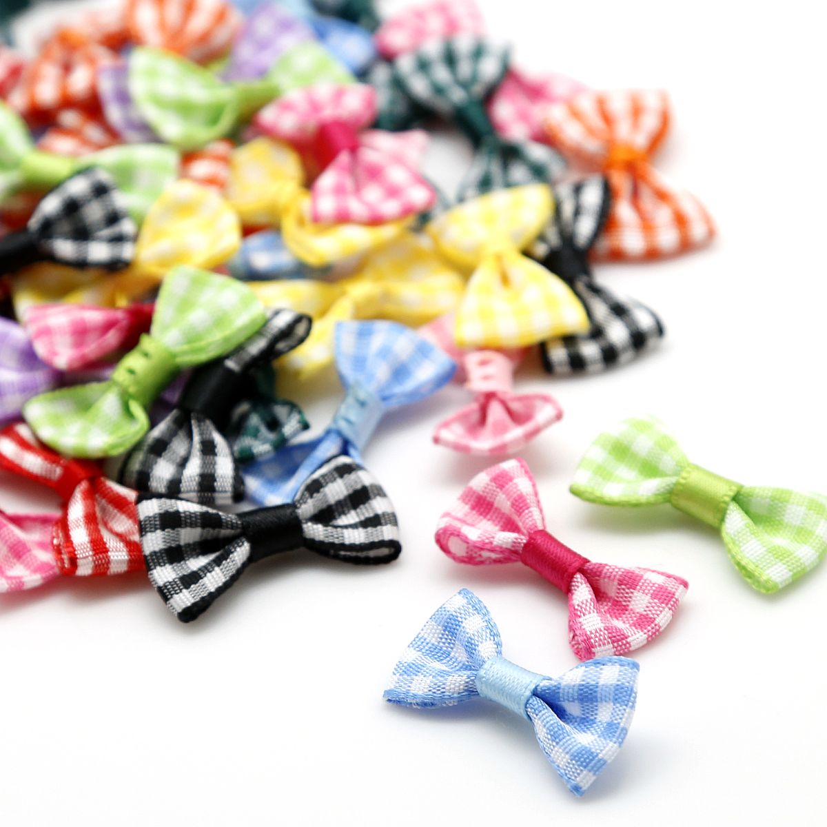 25-50 pcs/pack Plaid Bow Shiny Bow with Elastic Headband 3x1.5cm Shiny Tiara Girls Jewelry